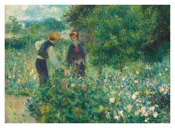 Üveg kép - Auguste Renoir, Picking Flowers, reprodukciók (70x50 cm)