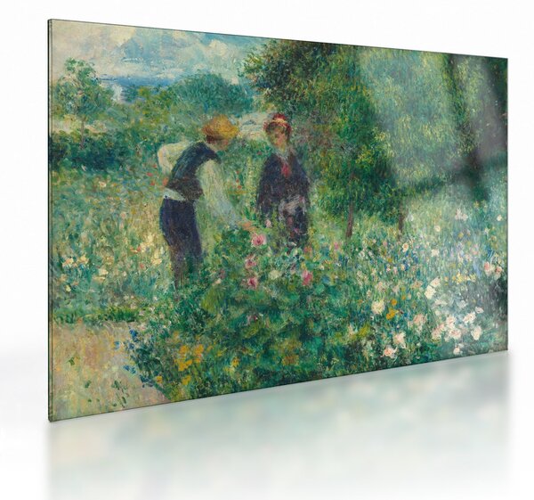 Üveg kép - Auguste Renoir, Picking Flowers, reprodukciók (70x50 cm)