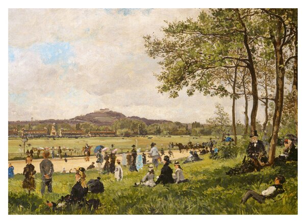 Üveg kép - French 19th Century, Race Course at Longchamps, reprodukciók (70x50 cm)