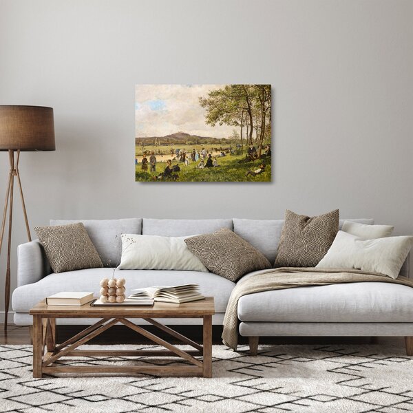 Üveg kép - French 19th Century, Race Course at Longchamps, reprodukciók (70x50 cm)