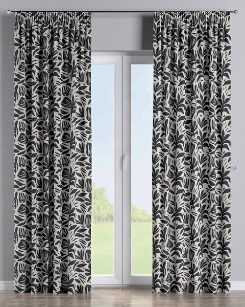 Függöny ráncolóval termék színe fekete szövet fonott, mintás