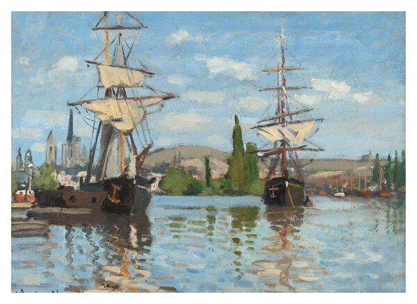 Üveg kép - Claude Monet, Ships Riding on the Seine at Rouen, reprodukciók (70x50 cm)