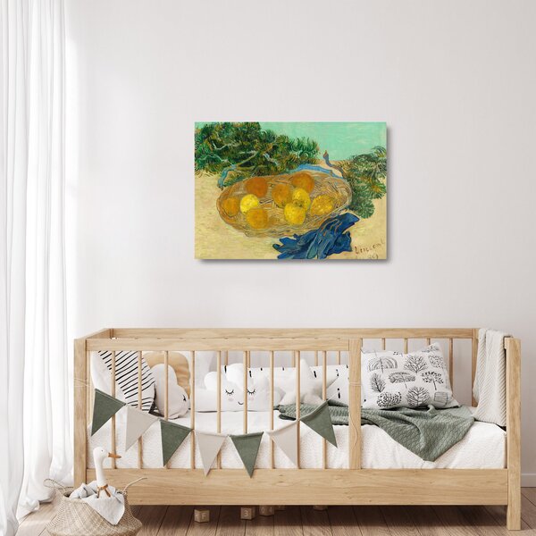 Üveg kép - Vincent van Gogh, Still Life of Oranges and Lemons with Blue Gloves, reprodukciók (70x50 cm)