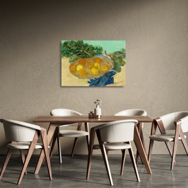 Üveg kép - Vincent van Gogh, Still Life of Oranges and Lemons with Blue Gloves, reprodukciók (70x50 cm)