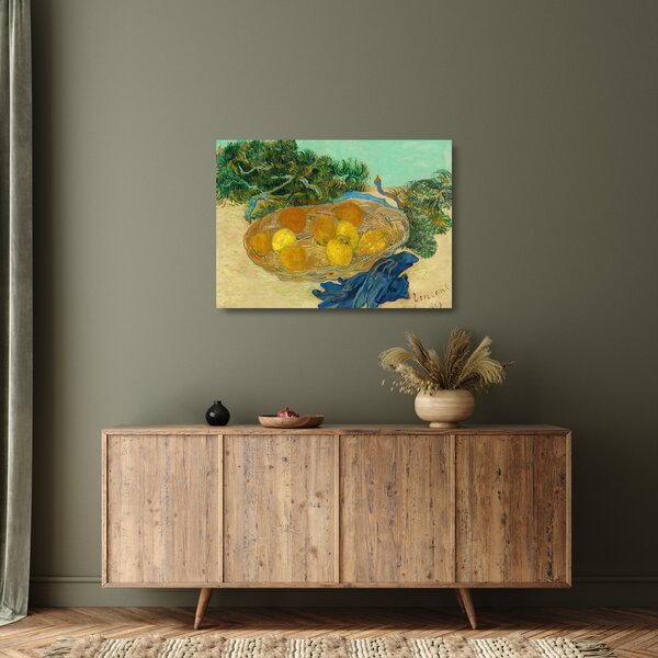 Üveg kép - Vincent van Gogh, Still Life of Oranges and Lemons with Blue Gloves, reprodukciók (70x50 cm)