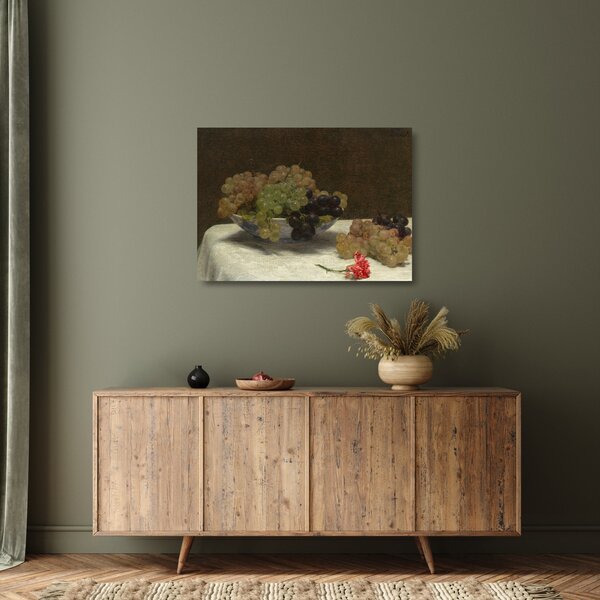 Üveg kép - Henri Fantin-Latour, Still Life with Grapes and a Carnation, reprodukciók (70x50 cm)