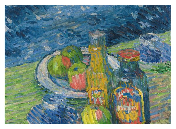 Üveg kép - Alexej von Jawlensky, Still Life with Bottles and Fruit, reprodukciók (70x50 cm)
