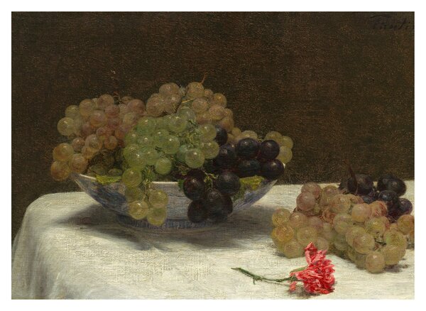 Üveg kép - Henri Fantin-Latour, Still Life with Grapes and a Carnation, reprodukciók (70x50 cm)