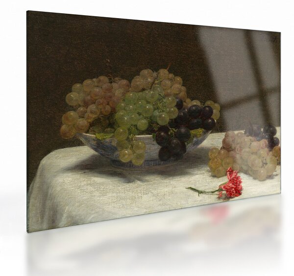 Üveg kép - Henri Fantin-Latour, Still Life with Grapes and a Carnation, reprodukciók (70x50 cm)