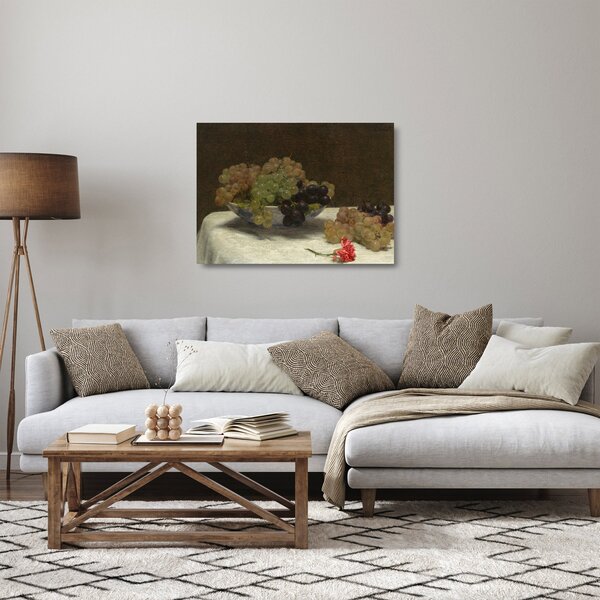 Üveg kép - Henri Fantin-Latour, Still Life with Grapes and a Carnation, reprodukciók (70x50 cm)
