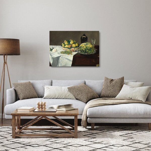 Üveg kép - Edouard Manet, Still Life with Melon and Peaches, reprodukciók (70x50 cm)