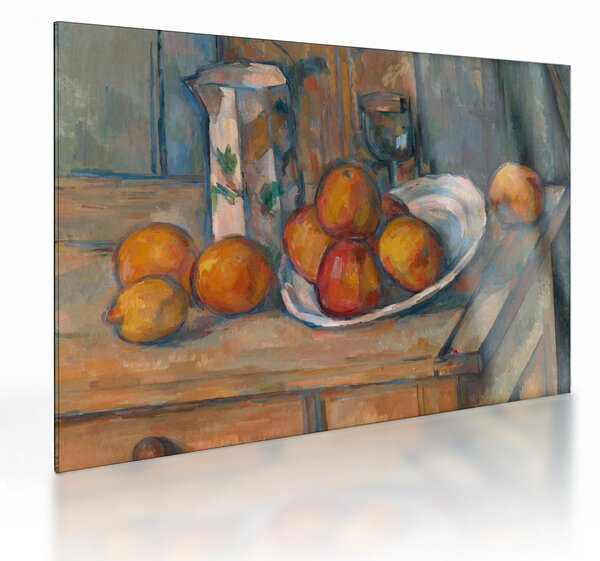 Üveg kép - Paul Cézanne, Still Life with Milk Jug and Fruit, reprodukciók (70x50 cm)