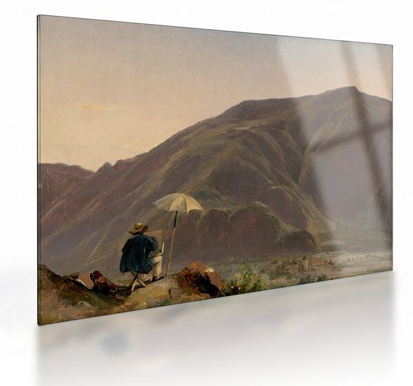 Üveg kép - Jules Coignet, View of Bozen with a Painter, reprodukciók (70x50 cm)