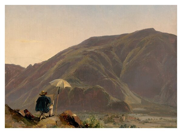 Üveg kép - Jules Coignet, View of Bozen with a Painter, reprodukciók (70x50 cm)