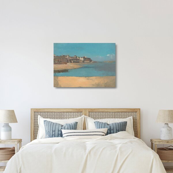 Üveg kép - Odilon Redon, Village by the Sea in Brittany, reprodukciók (70x50 cm)