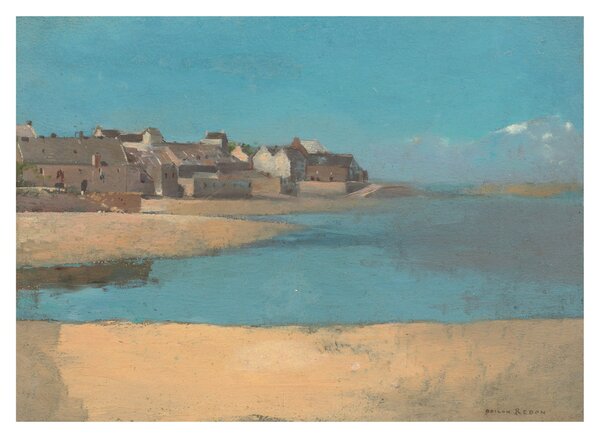 Üveg kép - Odilon Redon, Village by the Sea in Brittany, reprodukciók (70x50 cm)