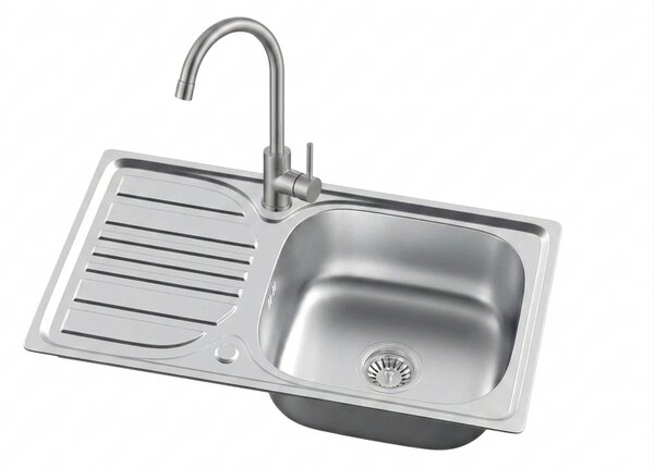 Melanstar HD7643S Cseptálcás Konyhai Mosogatótálca és Cook Állló Mosogató Csaptelep Szett - Inox, Szifonnal