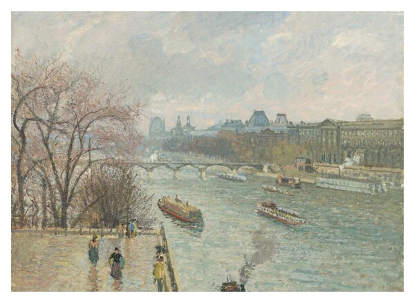 Üveg kép - Camille Pissarro, The Louvre, Afternoon, Rainy Weather, reprodukciók (70x50 cm)