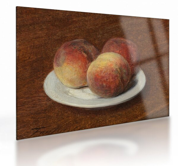 Üveg kép - Henri Fantin-Latour, Three Peaches on a Plate, reprodukciók (70x50 cm)