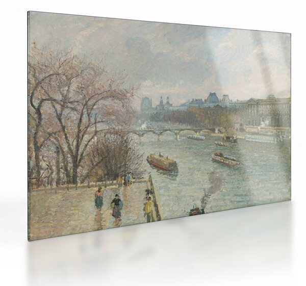 Üveg kép - Camille Pissarro, The Louvre, Afternoon, Rainy Weather, reprodukciók (70x50 cm)
