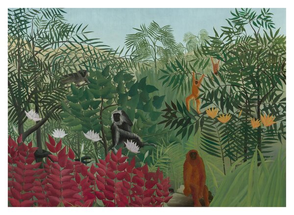 Üveg kép - Henri Rousseau, Tropical Forest with Monkeys, reprodukciók (70x50 cm)