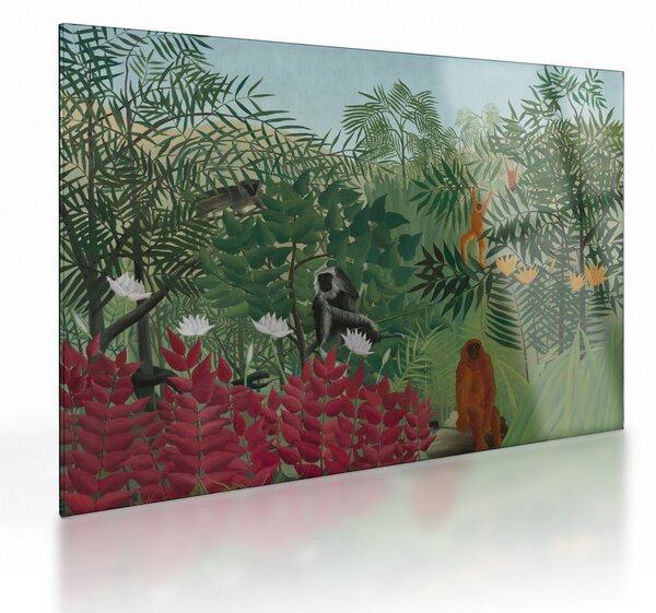 Üveg kép - Henri Rousseau, Tropical Forest with Monkeys, reprodukciók (70x50 cm)