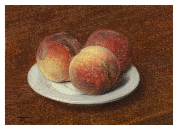 Üveg kép - Henri Fantin-Latour, Three Peaches on a Plate, reprodukciók (70x50 cm)