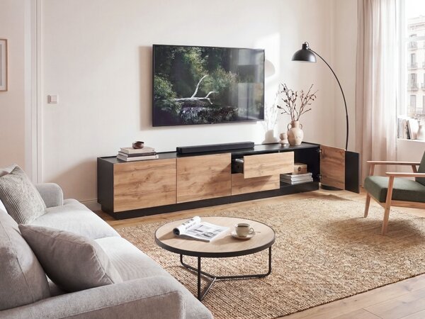 TV állvány CLONCURRY Világosbarna/ fekete
