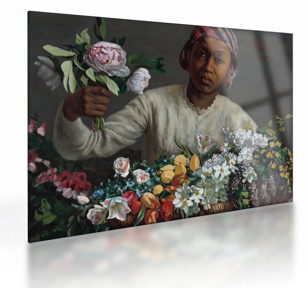 Üveg kép - Frédéric Bazille, Young Woman with Peonies, reprodukciók (70x50 cm)