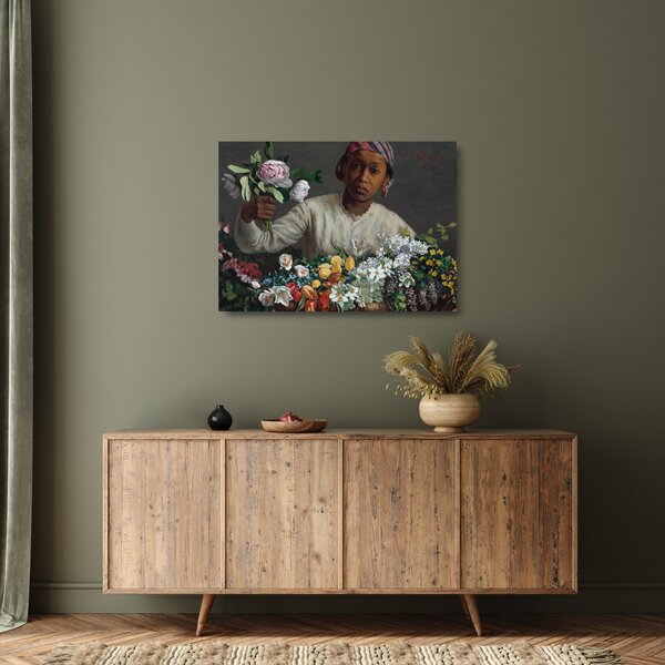 Üveg kép - Frédéric Bazille, Young Woman with Peonies, reprodukciók (70x50 cm)