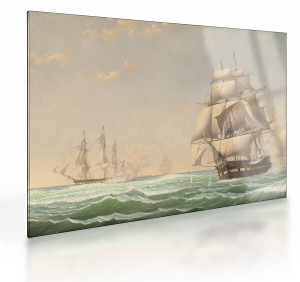 Üveg kép - Fitz Henry Lane, The United States Frigate President Engaging the British Squadron, reprodukciók (70x50 cm)