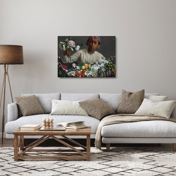 Üveg kép - Frédéric Bazille, Young Woman with Peonies, reprodukciók (70x50 cm)