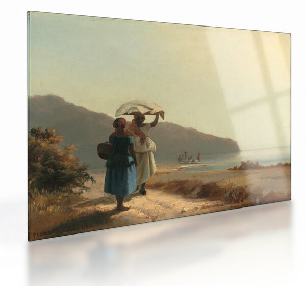 Üveg kép - Camille Pissarro, Two Women Chatting by the Sea, St. Thomas, reprodukciók (70x50 cm)