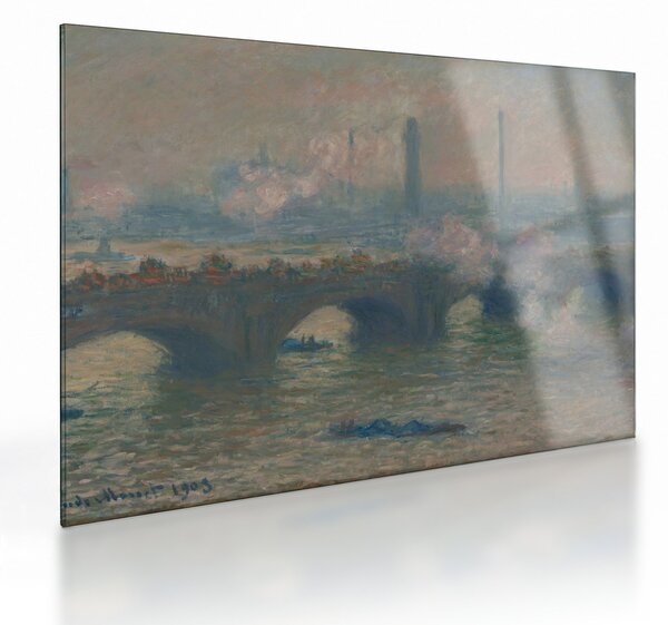 Üveg kép - Claude Monet, Waterloo Bridge, Gray Day, reprodukciók (70x50 cm)