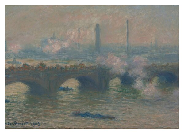 Üveg kép - Claude Monet, Waterloo Bridge, Gray Day, reprodukciók (70x50 cm)