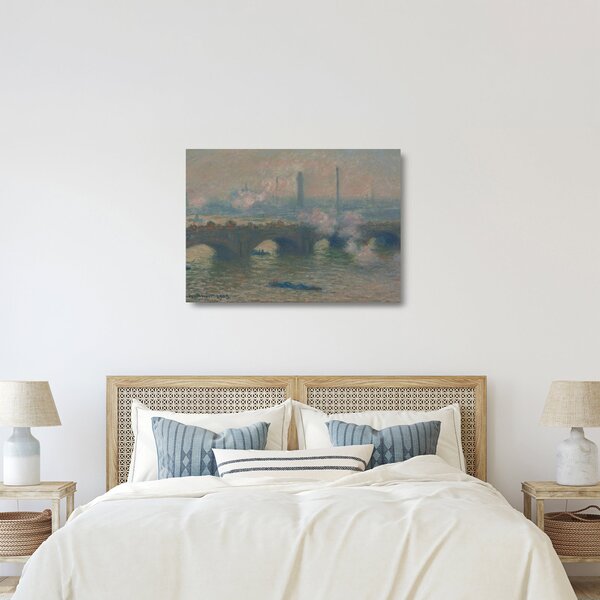 Üveg kép - Claude Monet, Waterloo Bridge, Gray Day, reprodukciók (70x50 cm)