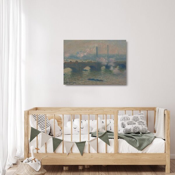 Üveg kép - Claude Monet, Waterloo Bridge, Gray Day, reprodukciók (70x50 cm)