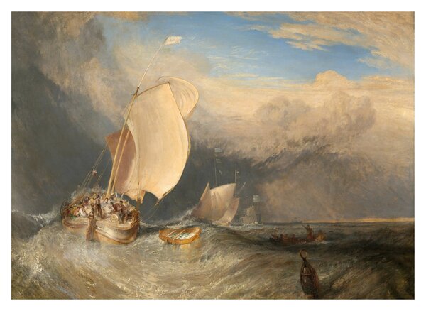 Üveg kép - William Turner, Fishing Boats with Hucksters Bargaining for Fish, reprodukciók (70x50 cm)
