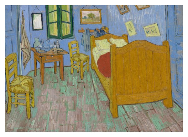 Üveg kép - Vincent van Gogh, The Bedroom, reprodukciók (70x50 cm)