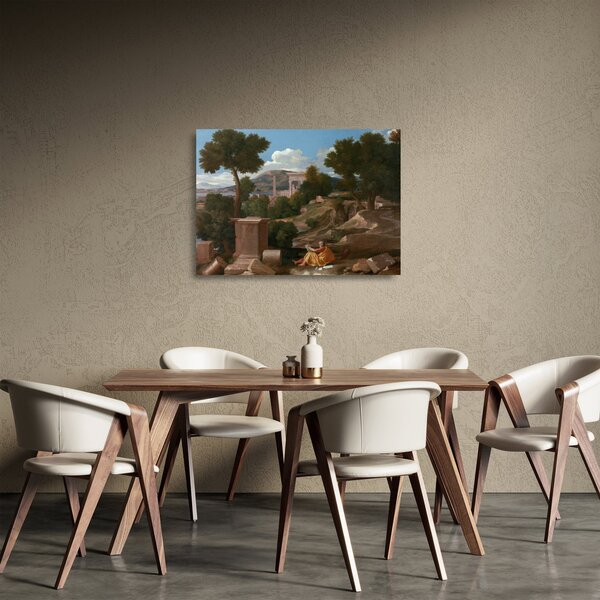 Üveg kép - Nicolas Poussin, Landscape with Saint John on Patmos, reprodukciók (70x50 cm)