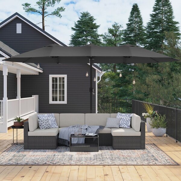 SONGMICS Extra Nagy Dupla Napernyő 460 x 270 cm Szürke UV-védelemmel