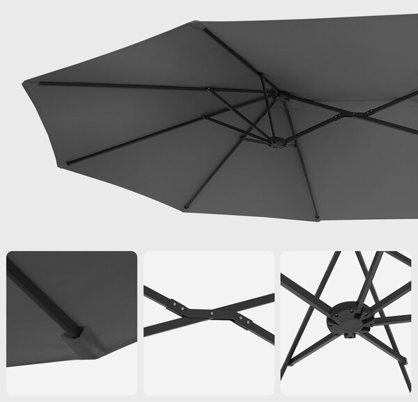 SONGMICS Extra Nagy Dupla Napernyő 460 x 270 cm Szürke UV-védelemmel