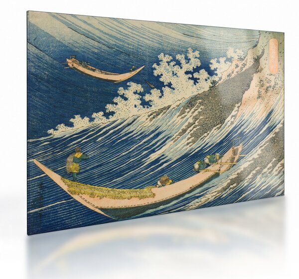 Üveg kép - Katsushika Hokusai, Fishing Boats at Choshi in Shimosa (Soshu Choshi) , reprodukciók (70x50 cm)
