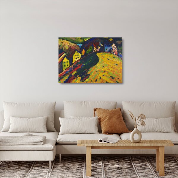 Üveg kép - Vasily Kandinsky, Houses at Murnau, reprodukciók (70x50 cm)