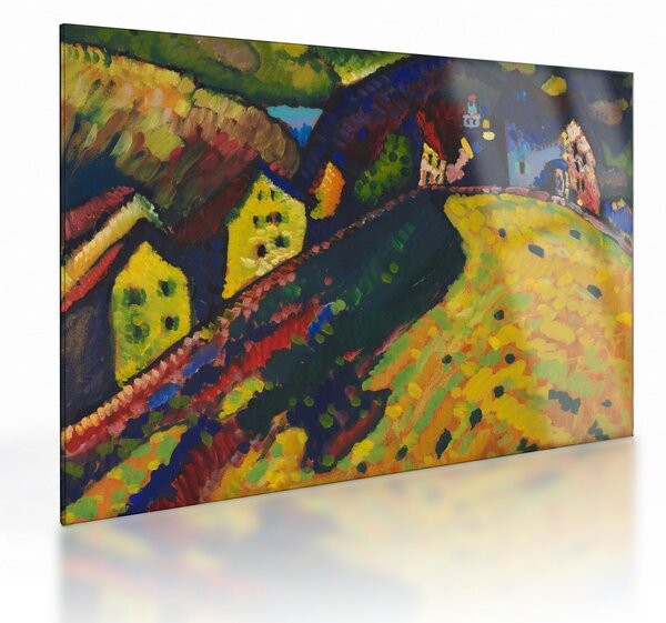 Üveg kép - Vasily Kandinsky, Houses at Murnau, reprodukciók (70x50 cm)