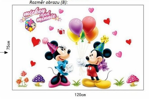 Vidám Fal Matrica Mickey egér és Minnie Méret: 75 x 120 cm