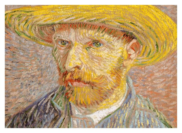 Üveg kép - Vincent van Gogh, Self-Portrait with a Straw Hat (The Potato Peeler), reprodukciók (70x50 cm)