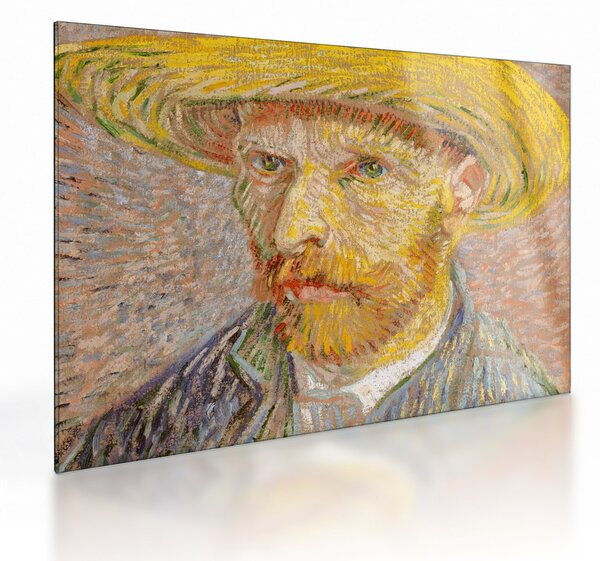 Üveg kép - Vincent van Gogh, Self-Portrait with a Straw Hat (The Potato Peeler), reprodukciók (70x50 cm)