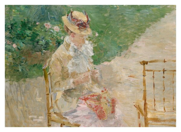Üveg kép - Berthe Morisot, Young Woman Knitting, reprodukciók (70x50 cm)