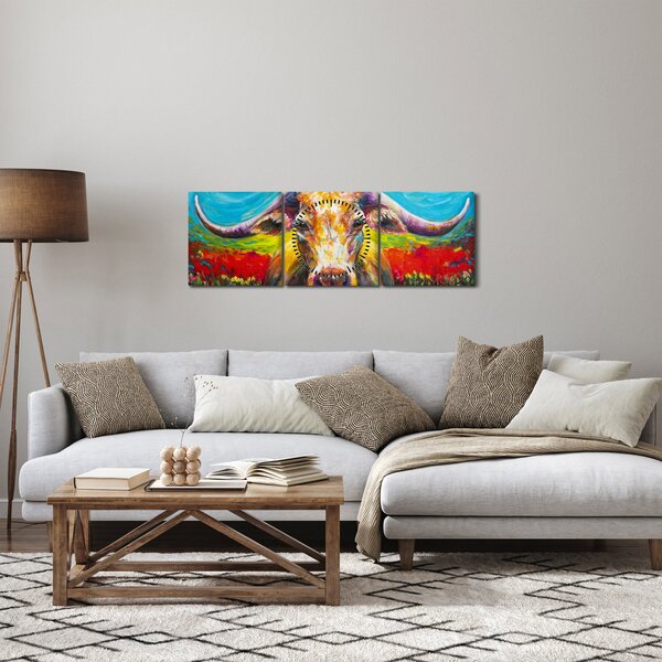 Kép - Festett tehén (órával) (90x30 cm)